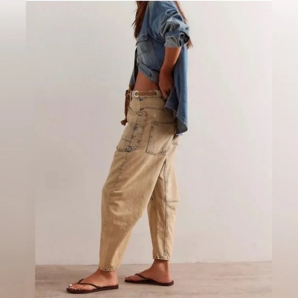 NWOT Free People We The Free Moxie Pull On Barrel Jeans - Picture 4 of 15